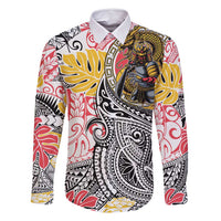 Japanese Samurai Warrior Family Matching Tank Maxi Dress and Hawaiian Shirt Colorful Polynesian Tattoo Style