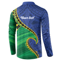 Solomon Islands Independence Day 1978 Personalised Button Sweatshirt Polynesian Pattern with Flag Style