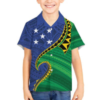 Solomon Islands Independence Day 1978 Personalised Family Matching Off Shoulder Short Dress and Hawaiian Shirt Polynesian Pattern with Flag Style