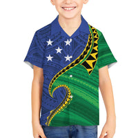Solomon Islands Independence Day 1978 Personalised Kid Hawaiian Shirt Polynesian Pattern with Flag Style