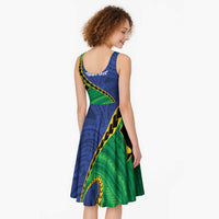 Solomon Islands Independence Day 1978 Personalised Midi Dress Polynesian Pattern with Flag Style - Polynesian Pride