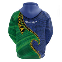 Solomon Islands Independence Day 1978 Personalised Zip Hoodie Polynesian Pattern with Flag Style