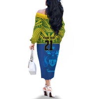 Solomon Islands Rugby Custom Family Matching Off The Shoulder Long Sleeve Dress and Hawaiian Shirt Simple Coat of arm Polynesian Pattern LT9 - Polynesian Pride