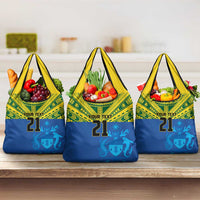 Solomon Islands Rugby Custom Grocery Bag Simple Coat of arm Polynesian Pattern