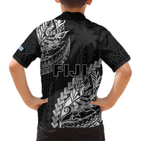 Fiji Rugby Kid Hawaiian Shirt Kaiviti Fijian Tribal World Cup Black LT9 - Polynesian Pride