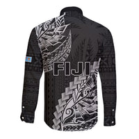 Fiji Rugby Long Sleeve Button Shirt Kaiviti Fijian Tribal World Cup Black LT9 - Polynesian Pride