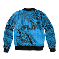 Fiji Rugby Sleeve Zip Bomber Jacket Kaiviti Fijian Tribal World Cup Blue No1 LT9 - Polynesian Pride