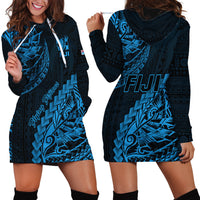 Fiji Rugby Hoodie Dress Kaiviti Fijian Tribal World Cup Blue No2 LT9 - Polynesian Pride