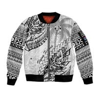 Fiji Rugby Sleeve Zip Bomber Jacket Kaiviti Fijian Tribal World Cup White LT9 Unisex White - Polynesian Pride