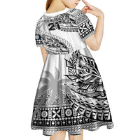 Custom Fiji Rugby Kid Short Sleeve Dress Kaiviti Fijian Tribal World Cup White LT9 - Polynesian Pride