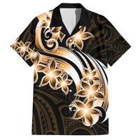 Plumeria Tribal Tattoo Family Matching Off The Shoulder Long Sleeve Dress and Hawaiian Shirt Gold Polynesian Pattern LT9 Dad's Shirt - Short Sleeve Gold - Polynesian Pride