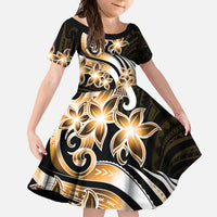 Plumeria Tribal Tattoo Family Matching Tank Maxi Dress and Hawaiian Shirt Gold Polynesian Pattern LT9 Daughter's Dress Gold - Polynesian Pride
