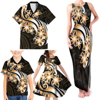 Plumeria Tribal Tattoo Family Matching Tank Maxi Dress and Hawaiian Shirt Gold Polynesian Pattern LT9 - Polynesian Pride