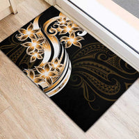 Plumeria Tribal Tattoo Rubber Doormat Gold Polynesian Pattern