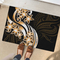 Plumeria Tribal Tattoo Rubber Doormat Gold Polynesian Pattern