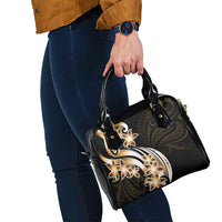 Plumeria Tribal Tattoo Shoulder Handbag Gold Polynesian Pattern