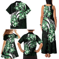 Plumeria Tribal Tattoo Family Matching Tank Maxi Dress and Hawaiian Shirt Green Polynesian Pattern LT9 - Polynesian Pride