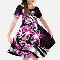 Plumeria Tribal Tattoo Family Matching Off The Shoulder Long Sleeve Dress and Hawaiian Shirt Pink Polynesian Pattern LT9 Daughter's Dress Pink - Polynesian Pride