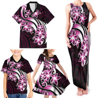 Plumeria Tribal Tattoo Family Matching Tank Maxi Dress and Hawaiian Shirt Pink Polynesian Pattern LT9 - Polynesian Pride