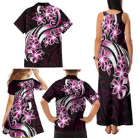 Plumeria Tribal Tattoo Family Matching Tank Maxi Dress and Hawaiian Shirt Pink Polynesian Pattern LT9 - Polynesian Pride