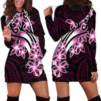 Plumeria Tribal Tattoo Hoodie Dress Pink Polynesian Pattern LT9 - Polynesian Pride