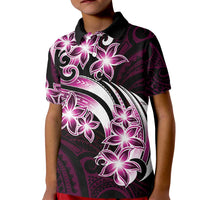 Plumeria Tribal Tattoo Kid Polo Shirt Pink Polynesian Pattern