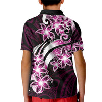 Plumeria Tribal Tattoo Kid Polo Shirt Pink Polynesian Pattern