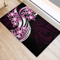 Plumeria Tribal Tattoo Rubber Doormat Pink Polynesian Pattern