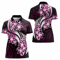 Plumeria Tribal Tattoo Women Polo Shirt Pink Polynesian Pattern LT9 - Polynesian Pride