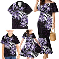 Plumeria Tribal Tattoo Family Matching Mermaid Dress and Hawaiian Shirt Purple Polynesian Pattern LT9 - Polynesian Pride
