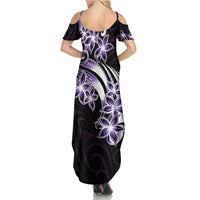 Plumeria Tribal Tattoo Family Matching Summer Maxi Dress and Hawaiian Shirt Purple Polynesian Pattern LT9 - Polynesian Pride