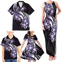 Plumeria Tribal Tattoo Family Matching Tank Maxi Dress and Hawaiian Shirt Purple Polynesian Pattern LT9 - Polynesian Pride