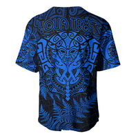 Personalised New Zealand Rugby Baseball Jersey Silver Fern All Black Mix Ta Moko Blue Style LT9 - Polynesian Pride