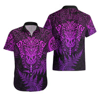 New Zealand Rugby Hawaiian Shirt Silver Fern All Black Mix Ta Moko Purple Style LT9 - Polynesian Pride
