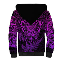 New Zealand Rugby Sherpa Hoodie Silver Fern All Black Mix Ta Moko Purple Style LT9 - Polynesian Pride
