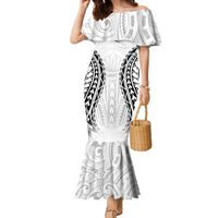 World Rugby Cook Islands Family Matching Mermaid Dress and Hawaiian Shirt Kukis Make History LT9 Mom's Dress White - Polynesian Pride