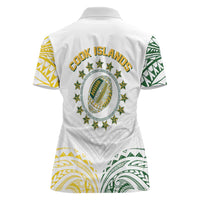 World Rugby Cook Islands Women Polo Shirt White Polynesian Tribal Pattern - Polynesian Pride