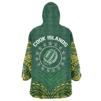 World Rugby Cook Islands Wearable Blanket Hoodie Green Polynesian Tribal Pattern LT9 - Polynesian Pride