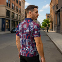 Guam Felis Pasgua Zipper Polo Shirt Pacific Patchwork Xmas Vibes - Polynesian Pride