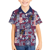 Manuia le Kerisimasi American Samoa Family Matching Long Sleeve Bodycon Dress and Hawaiian Shirt Pacific Patchwork Xmas Vibes LT9 Son's Shirt Blue - Polynesian Pride