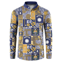 Ekamawir omo Nauru Button Sweatshirt Pacific Patchwork Xmas Vibes - Polynesian Pride