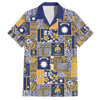 Ekamawir omo Nauru Family Matching Off The Shoulder Long Sleeve Dress and Hawaiian Shirt Pacific Patchwork Xmas Vibes - Polynesian Pride