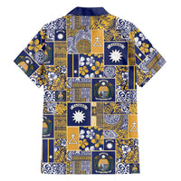 Ekamawir omo Nauru Family Matching Off The Shoulder Long Sleeve Dress and Hawaiian Shirt Pacific Patchwork Xmas Vibes - Polynesian Pride