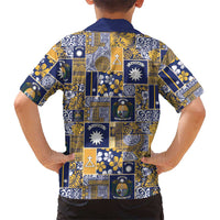 Ekamawir omo Nauru Family Matching Off Shoulder Short Dress and Hawaiian Shirt Pacific Patchwork Xmas Vibes - Polynesian Pride