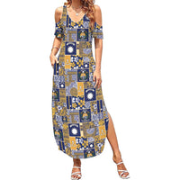 Ekamawir omo Nauru Family Matching Summer Maxi Dress and Hawaiian Shirt Pacific Patchwork Xmas Vibes - Polynesian Pride