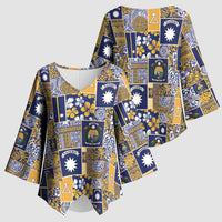 Ekamawir omo Nauru Kimono Sleeve Blouse Pacific Patchwork Xmas Vibes - Polynesian Pride