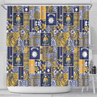 Ekamawir omo Nauru Shower Curtain Pacific Patchwork Xmas Vibes - Polynesian Pride