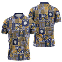 Ekamawir omo Nauru Zipper Polo Shirt Pacific Patchwork Xmas Vibes - Polynesian Pride
