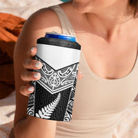 New Zealand Black Fern Custom 4 in 1 Can Cooler Tumbler Maori Tukutuku Black-white Motif LT9 - Polynesian Pride