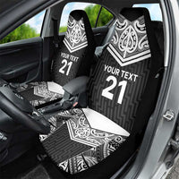 New Zealand Black Fern Custom Car Seat Cover Maori Tukutuku Black-white Motif LT9 - Polynesian Pride